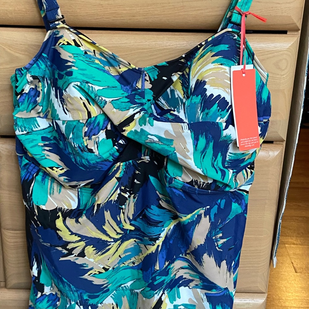 Magisculpt Tankini Top, Blue/Green, Size 18